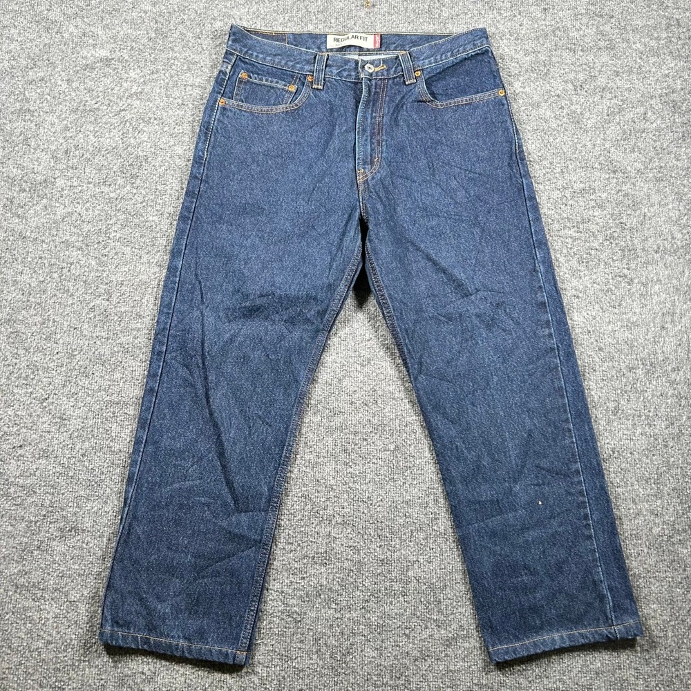 Levis Jeans Mens Size 34x29 Dark Wash 505 Regular Fit Straight Leg Blue Denim